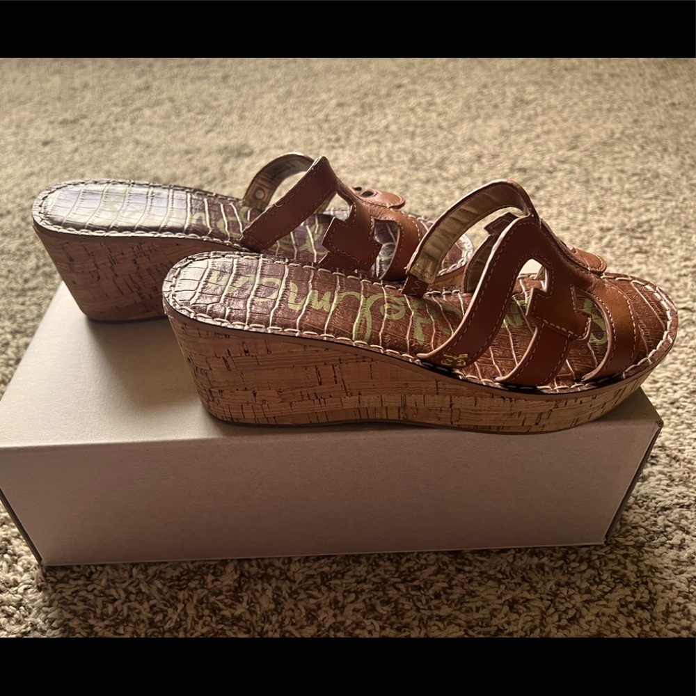 Sam Edelman Rolita Wedge Sandals - Saddle